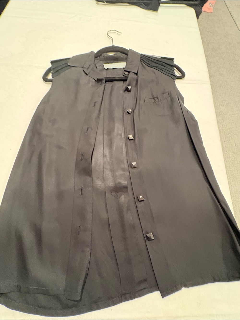 Alexander Wang Black Sleeveless Button-Front Blouse